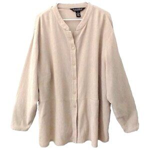 Dialogue Tunic Crinkle Cotton Blend Drop Shoulder Long Sleeves Relaxed Fit - 2X